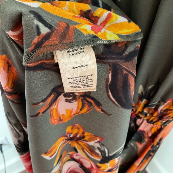 Soft Surroundings Green Provincia Maxi Dress | Floral | Handkerchief Hem | XS - Picture 10 of 11